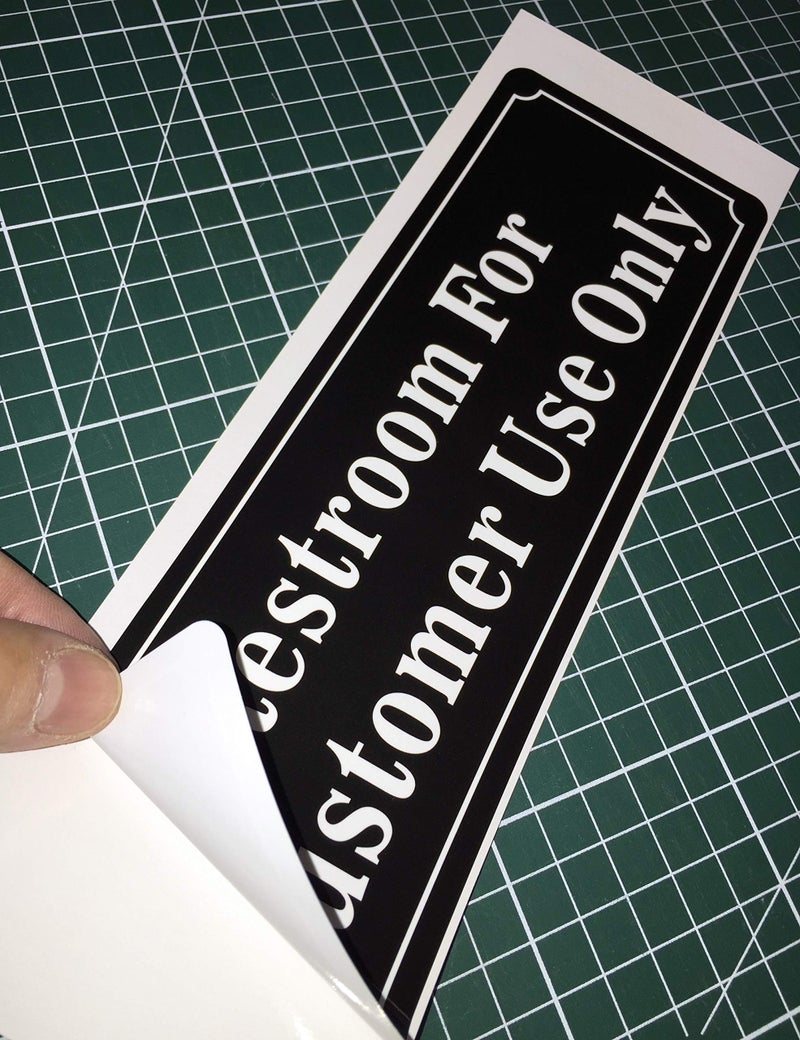 Outdoor/Indoor (2 Pack) 9" X 3" - Restroom For Customer Use Only - Notice Sign Black & White Vinyl Label Sticker Decal - For Business Store, Shop, Cafe, Office, Restaurant - Back Self Adhesive Vinyl